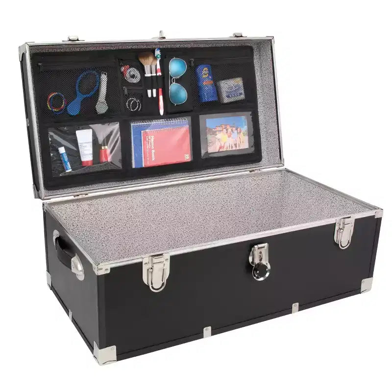 Organisateur de couvercle de malle Noir pour malle de camp et coffre de rangement 11,3 kg de capacité