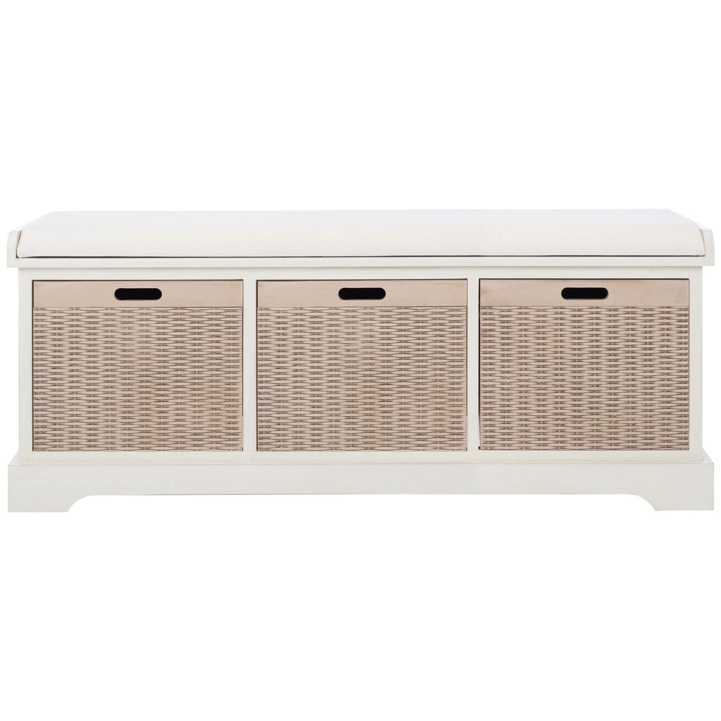 Banc de rangement SAFAVIEH Fiorello 3 tiroirs avec coussin - 47,3 L x 15 P x 19 H - 47Lx15Px19H