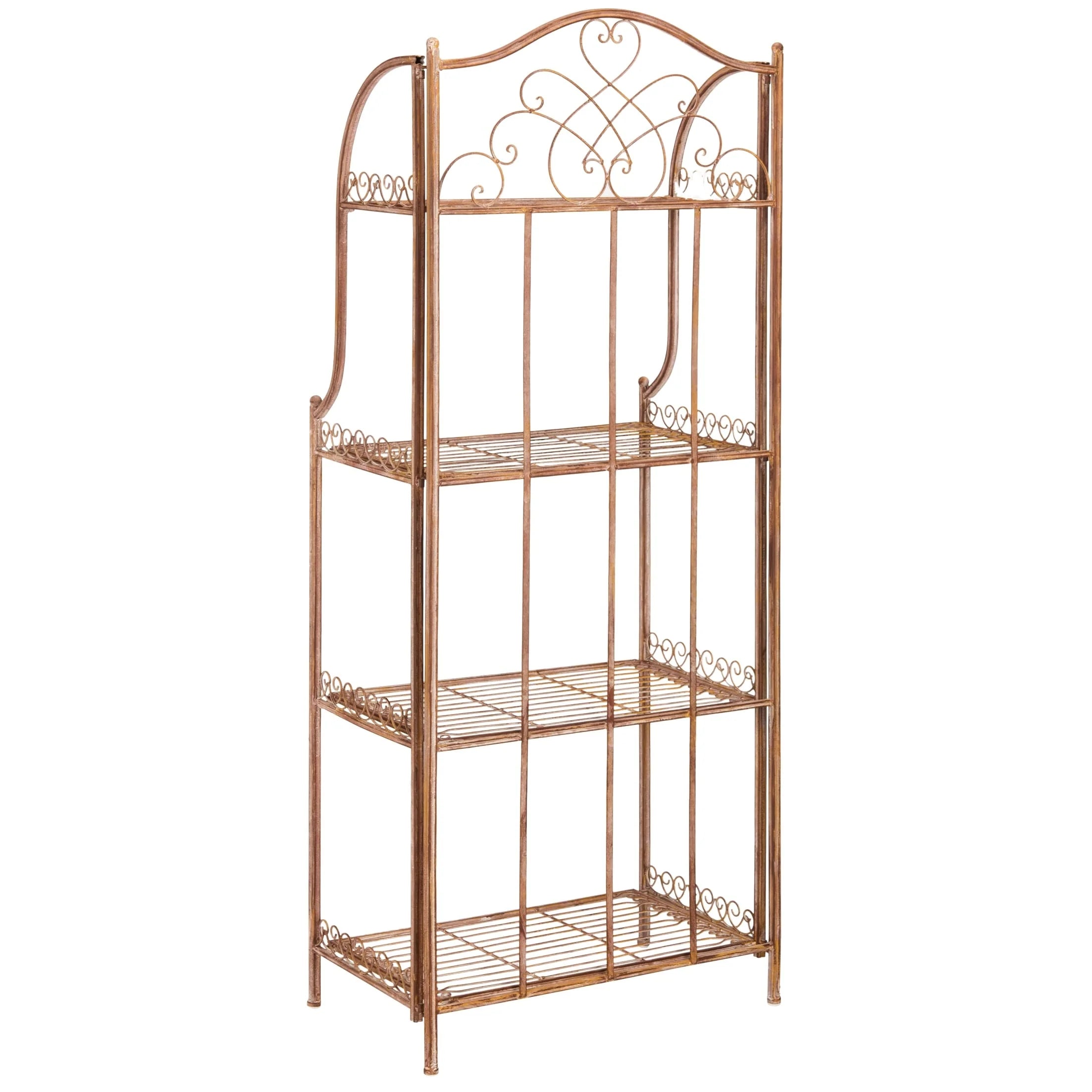 SAFAVIEH Bryn Étagère de boulanger d'extérieur victorienne en fer forgé à 4 niveaux - 63,5 cm l x 38,1 cm P x 160 cm H - 25L x 15P x 63H