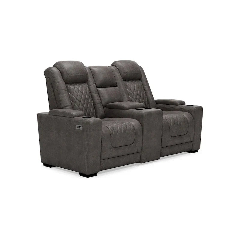Signature Design by Ashley HyllMont – Causeuse inclinable électrique grise avec console – 71,75 po L x 39 po P x 44 po H