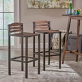 Lot de 2 tabourets de bar en bois d'acacia, hauteur bar, marron foncé, dossier bas