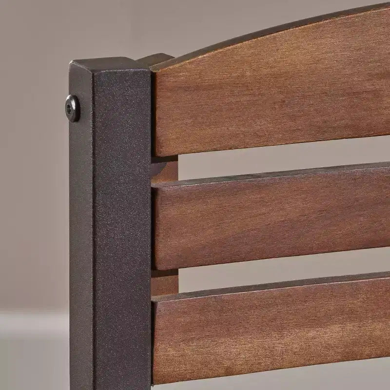 Lot de 2 tabourets de bar en bois d'acacia, hauteur bar, marron foncé, dossier bas