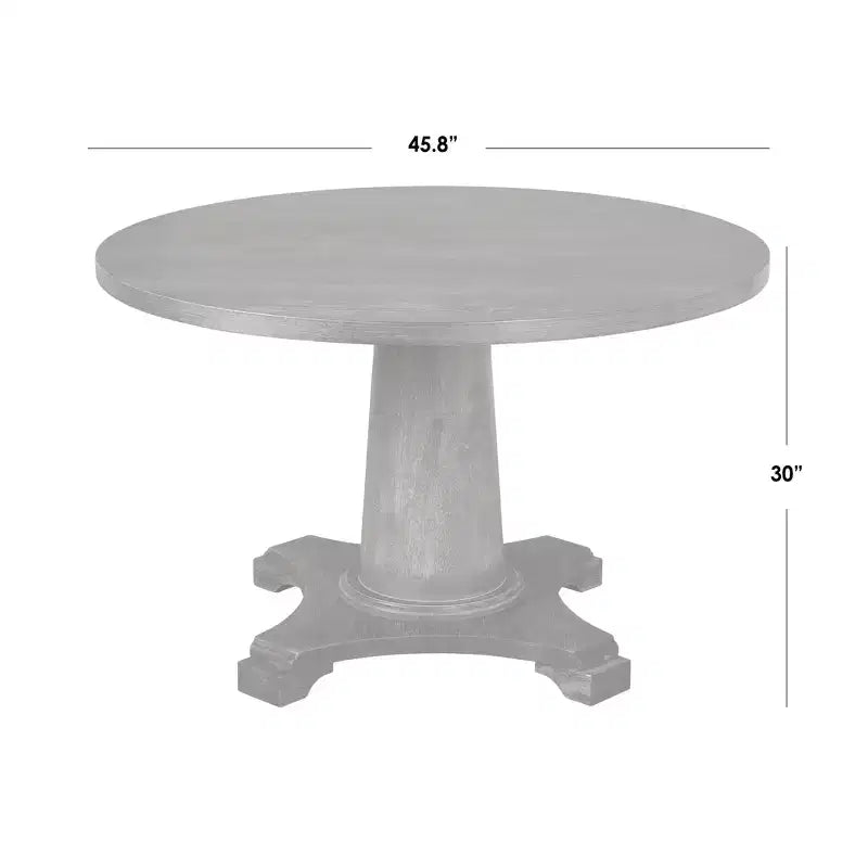 Table à manger ronde à pied central grise : style vintage, 4 places