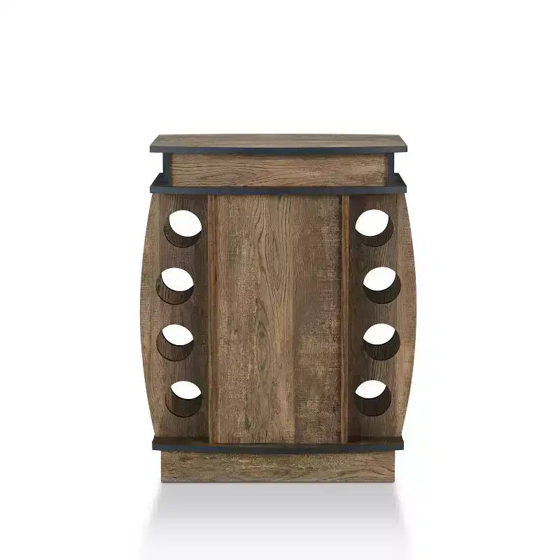 Mini-bar avec casier à vin 8 bouteilles finition chêne recyclé