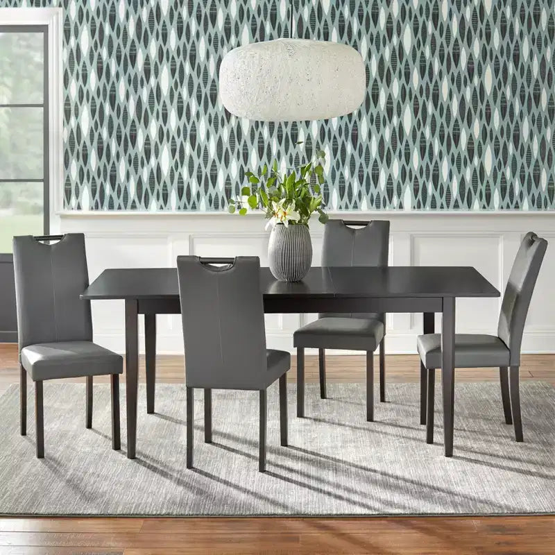 Table à manger extensible Butterfly en hévéa marron foncé pour 6 personnes