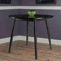 Table à manger ronde de 36 po avec rallonges abattantes, en bois massif noir, 4 places
