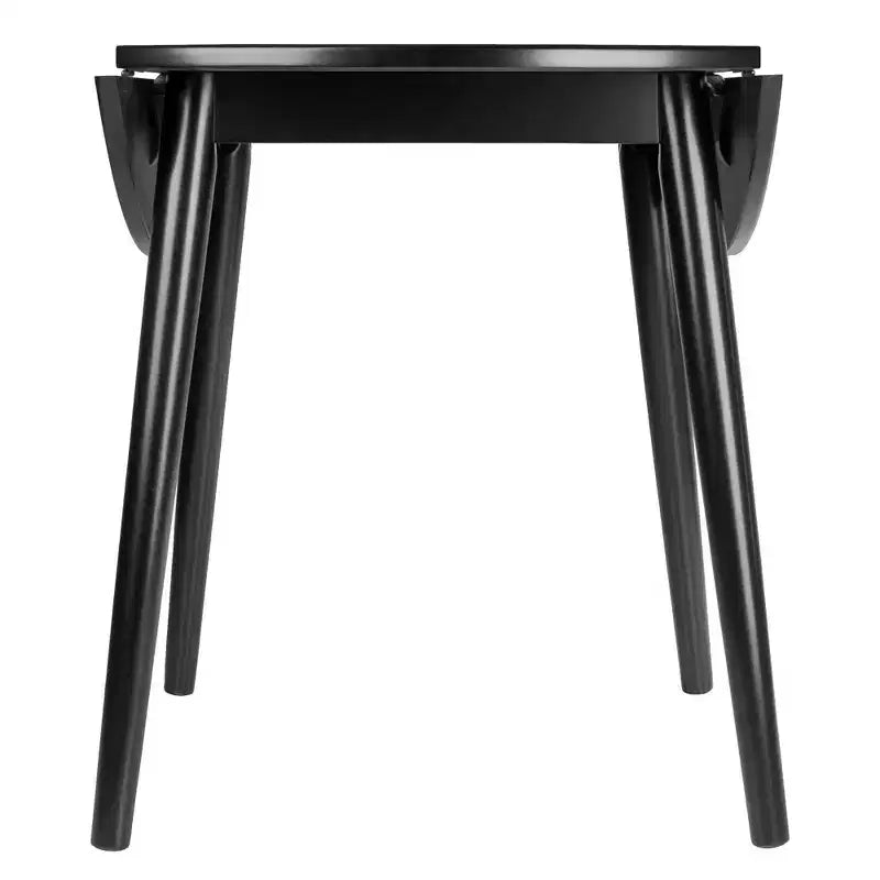 Table à manger ronde de 36 po avec rallonges abattantes, en bois massif noir, 4 places