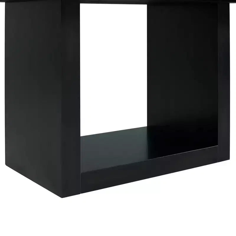 Table à manger hauteur standard avec plateau en marbre blanc, 6 places, et piètement central noir