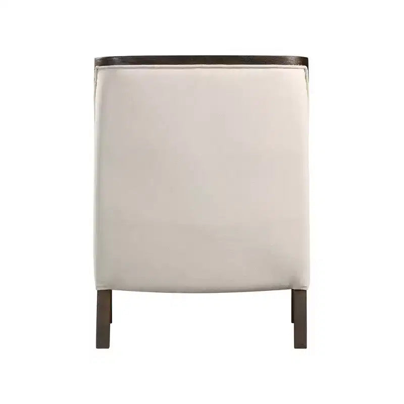 Fauteuil d'appoint avec accoudoirs découpés, rembourré marron, cadre en bois d'hévéa
