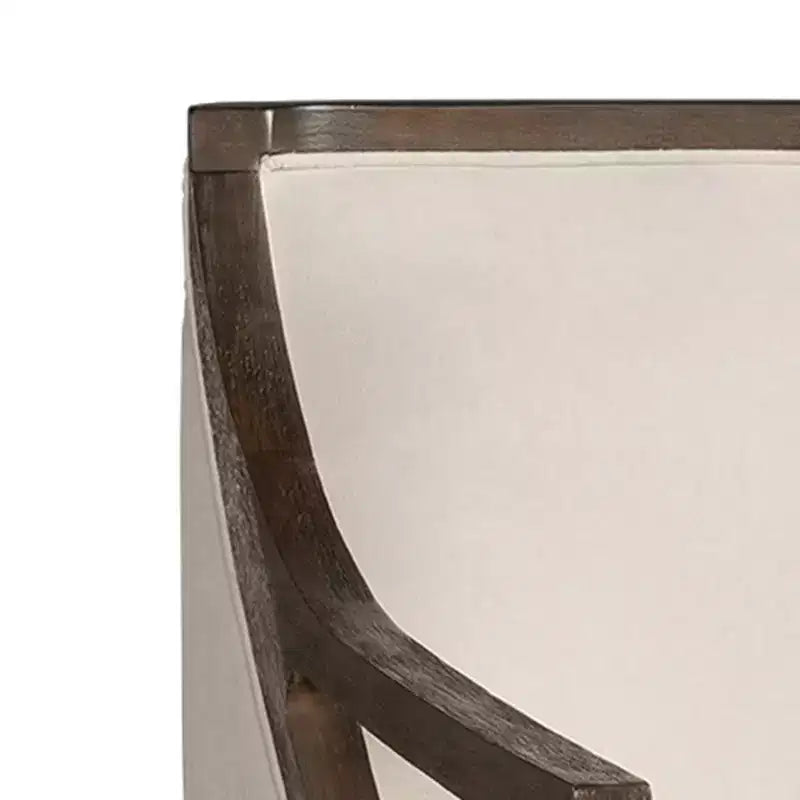 Fauteuil d'appoint avec accoudoirs découpés, rembourré marron, cadre en bois d'hévéa