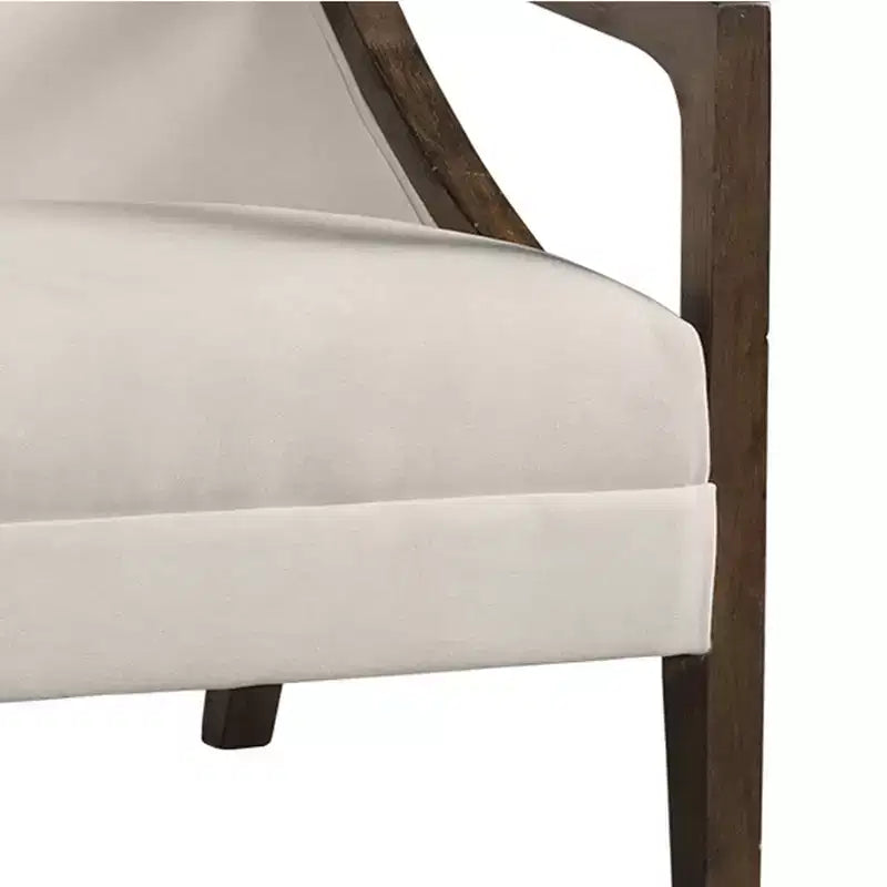 Fauteuil d'appoint avec accoudoirs découpés, rembourré marron, cadre en bois d'hévéa