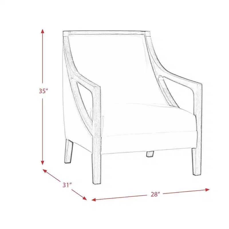 Fauteuil d'appoint avec accoudoirs découpés, rembourré marron, cadre en bois d'hévéa