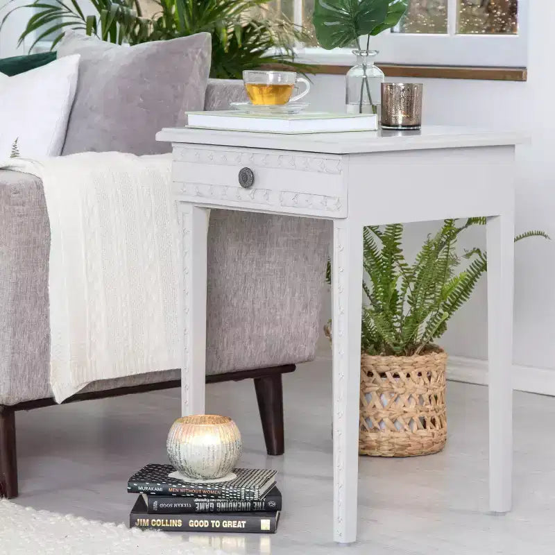 Table de chevet avec tiroir gris clair