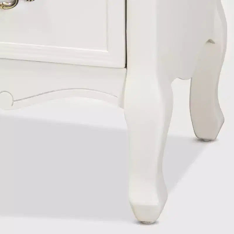 Commode d'appoint 4 tiroirs style provincial français blanc/chêne avec poignées en laiton