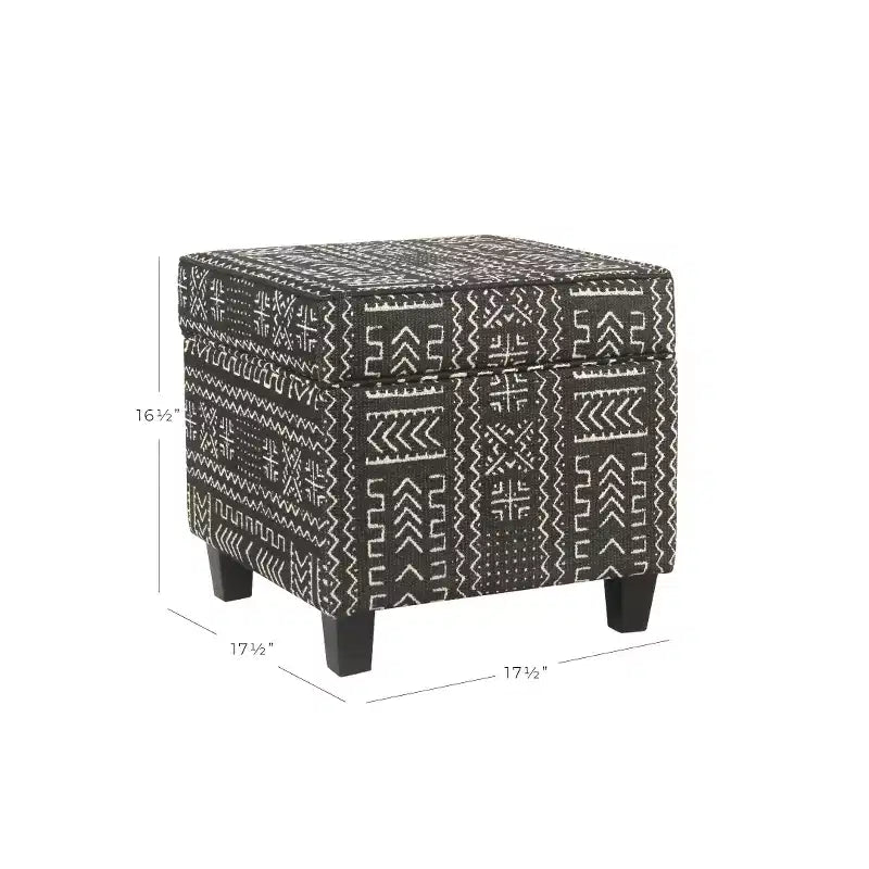 Pouf de rangement carré avec plateau amovible en onyx tapissé