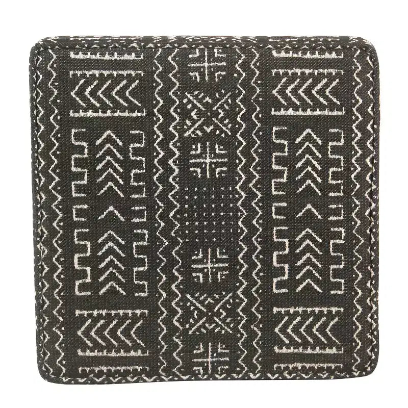 Pouf de rangement carré avec plateau amovible en onyx tapissé