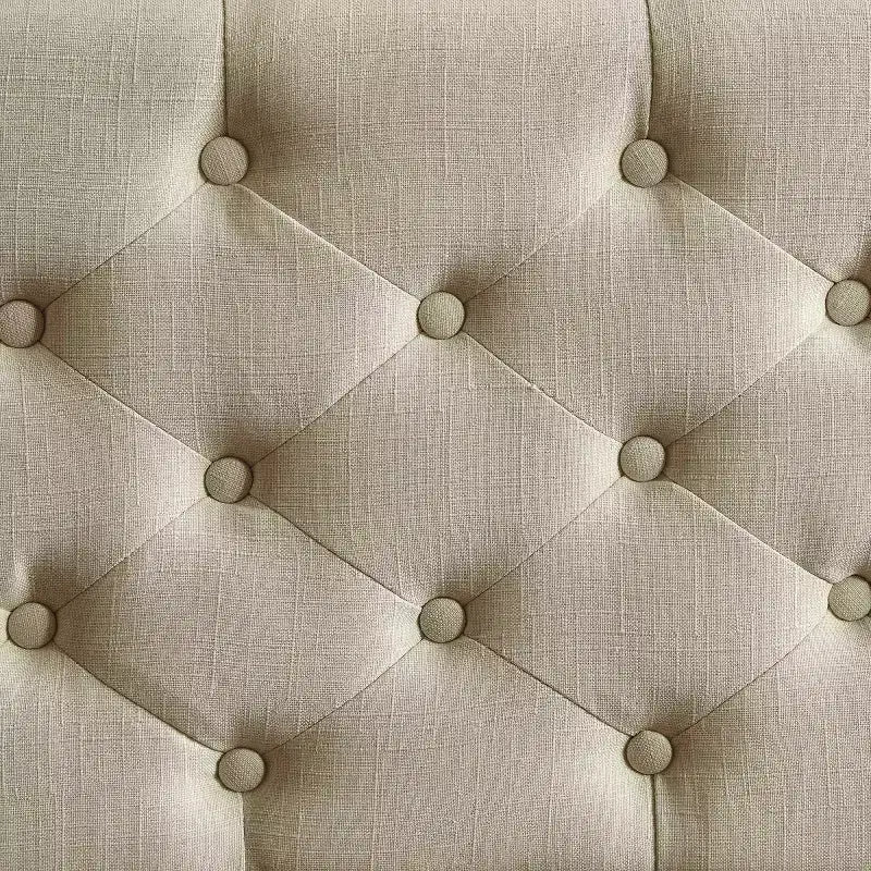 Banc de rangement capitonné avec couvercle à charnière en polyester crème de beurre