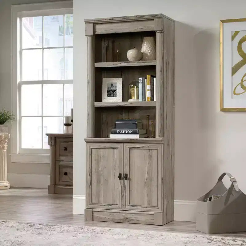 Bibliothèque 72" avec portes Chêne fendu 3 tablettes réglables