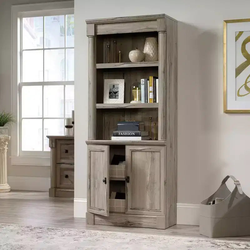 Bibliothèque 72" avec portes Chêne fendu 3 tablettes réglables