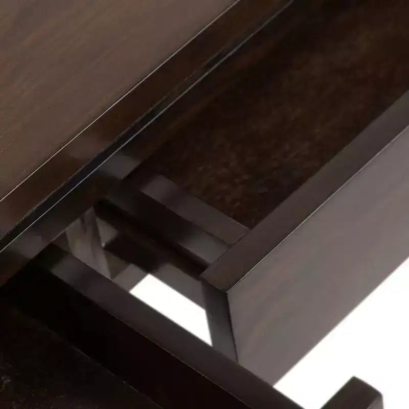 Table basse 42 po en pin massif brun acajou avec 2 tiroirs