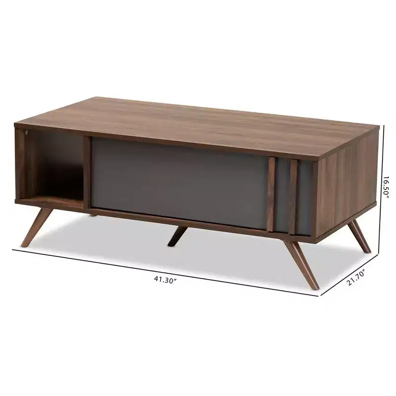 Table basse en bois bicolore 1 tiroir Gris/Noyer