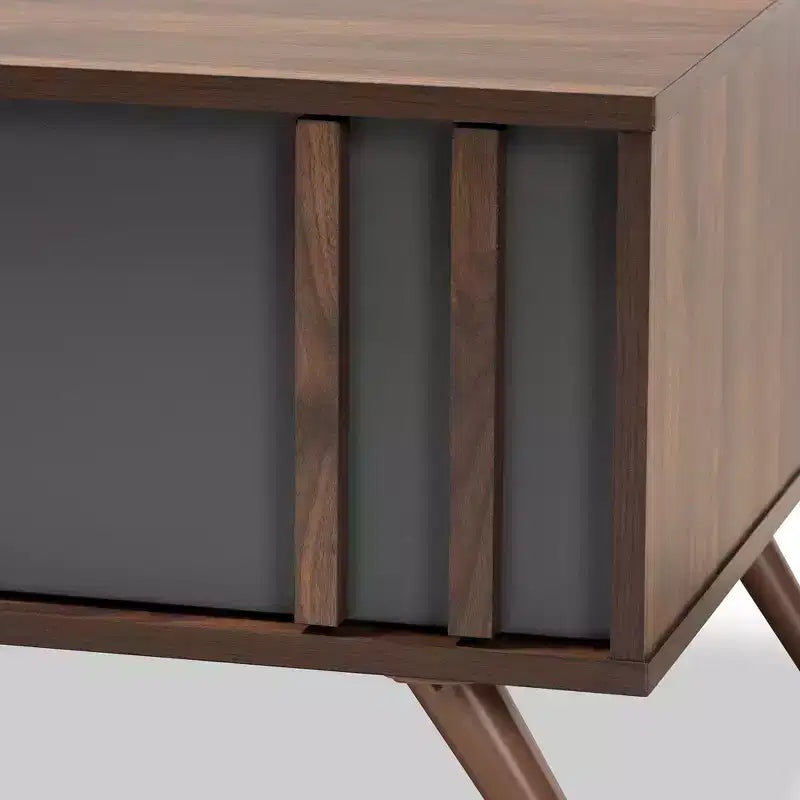 Table basse en bois bicolore 1 tiroir Gris/Noyer