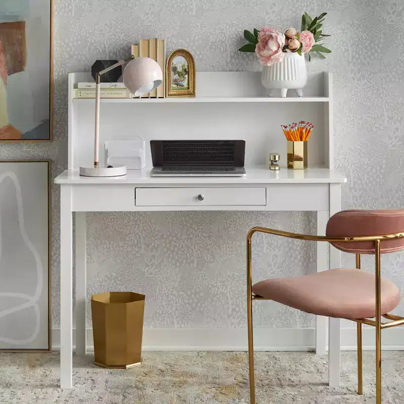 Bureau compact avec huche blanc