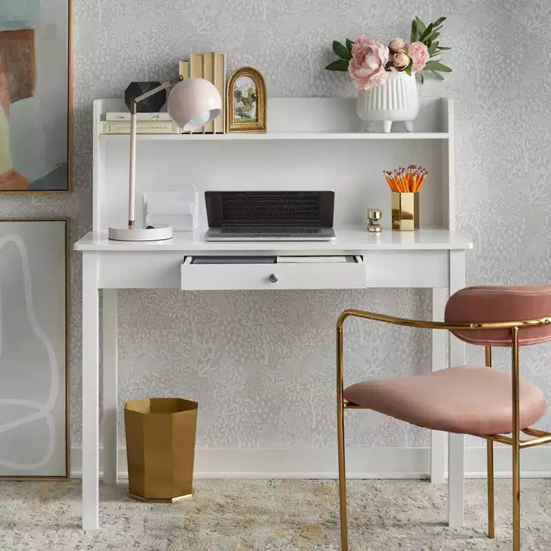 Bureau compact avec huche blanc