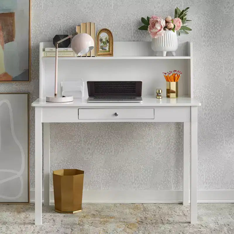 Bureau compact avec huche blanc