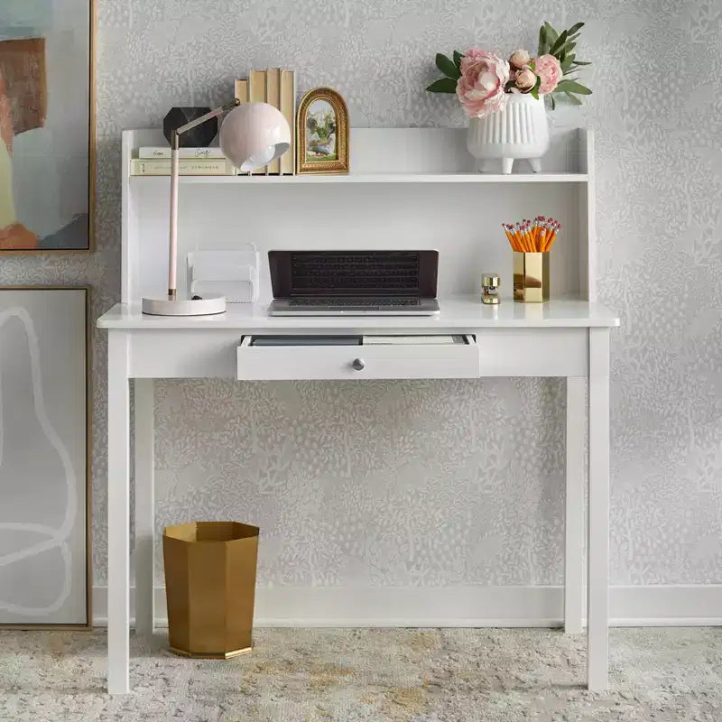 Bureau compact avec huche blanc