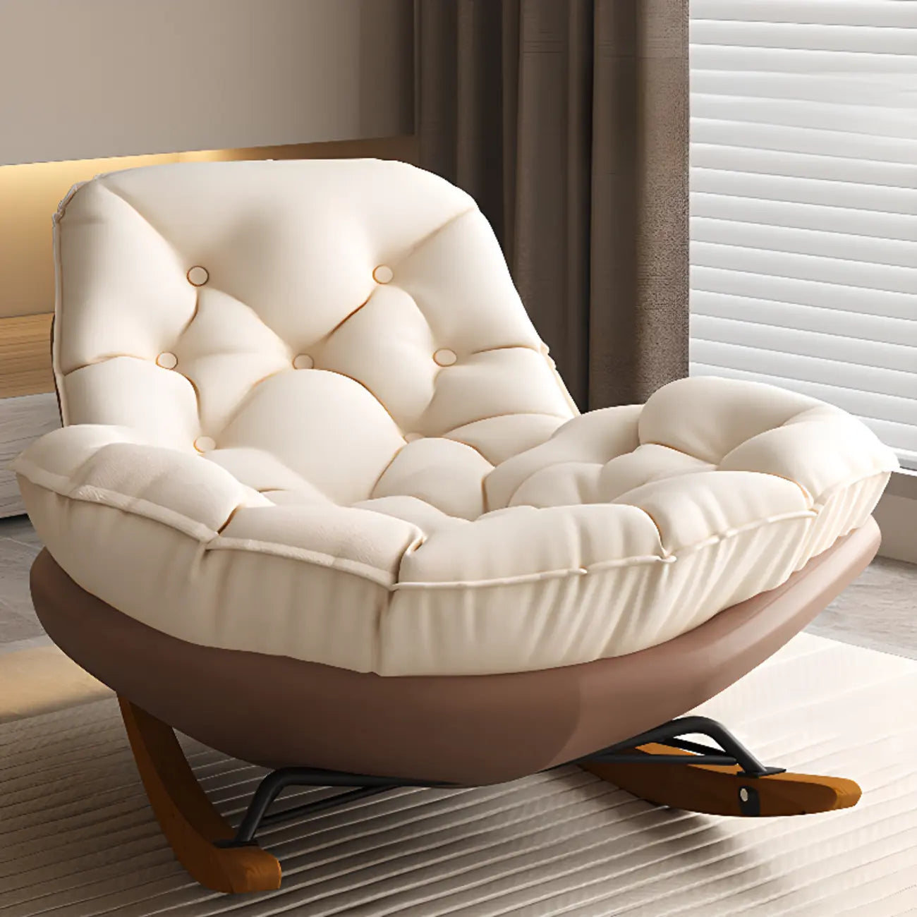 Fauteuil à bascule scandinave rembourré avec ottoman en option