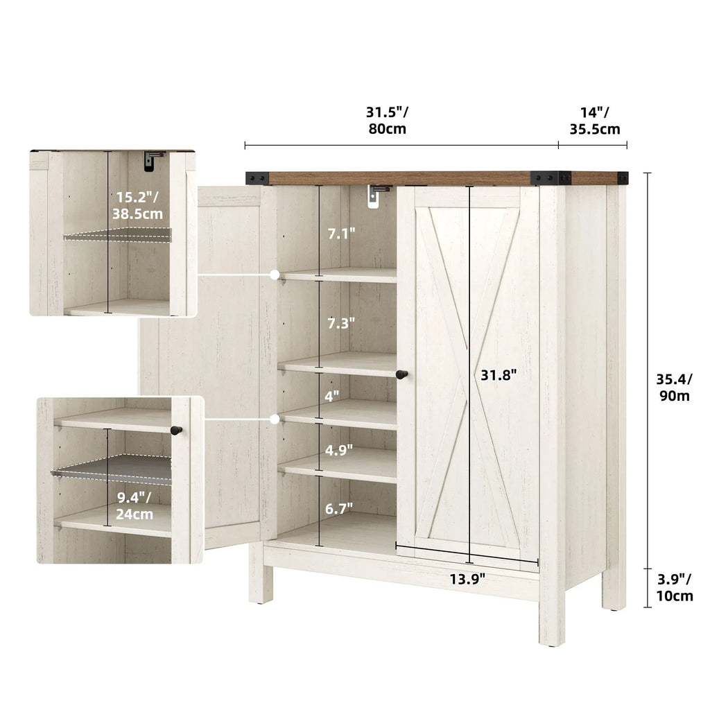 Meuble de rangement pour chaussures Moasis à 5 niveaux et 20 paires avec portes doubles pour entrée