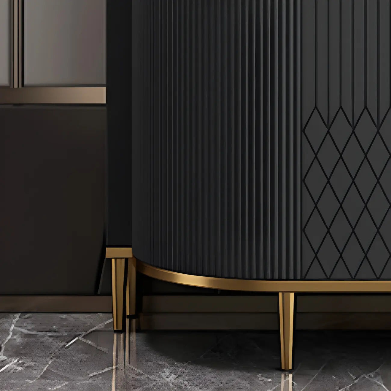 Buffet Glam Marble gris avec rangement