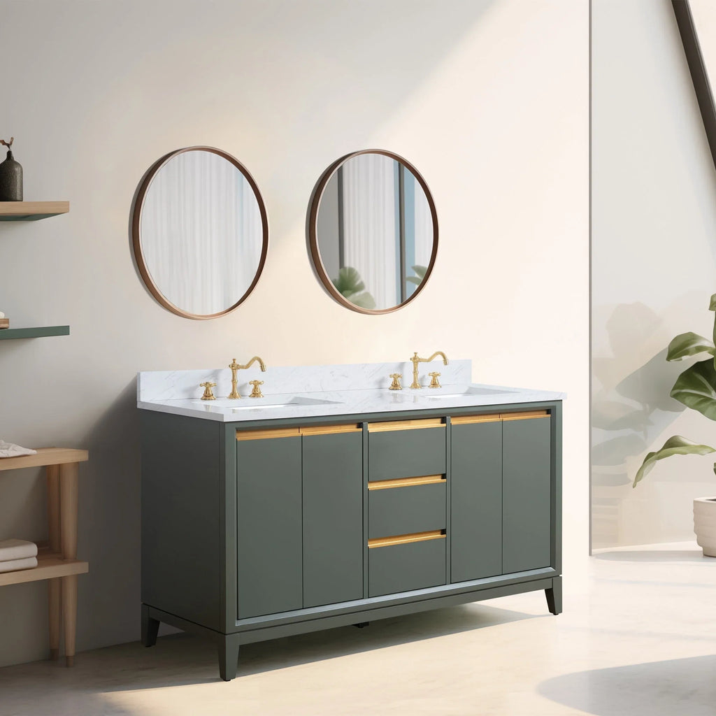 Meuble-lavabo Vanity Art avec évier en céramique et dessus en marbre reconstitué