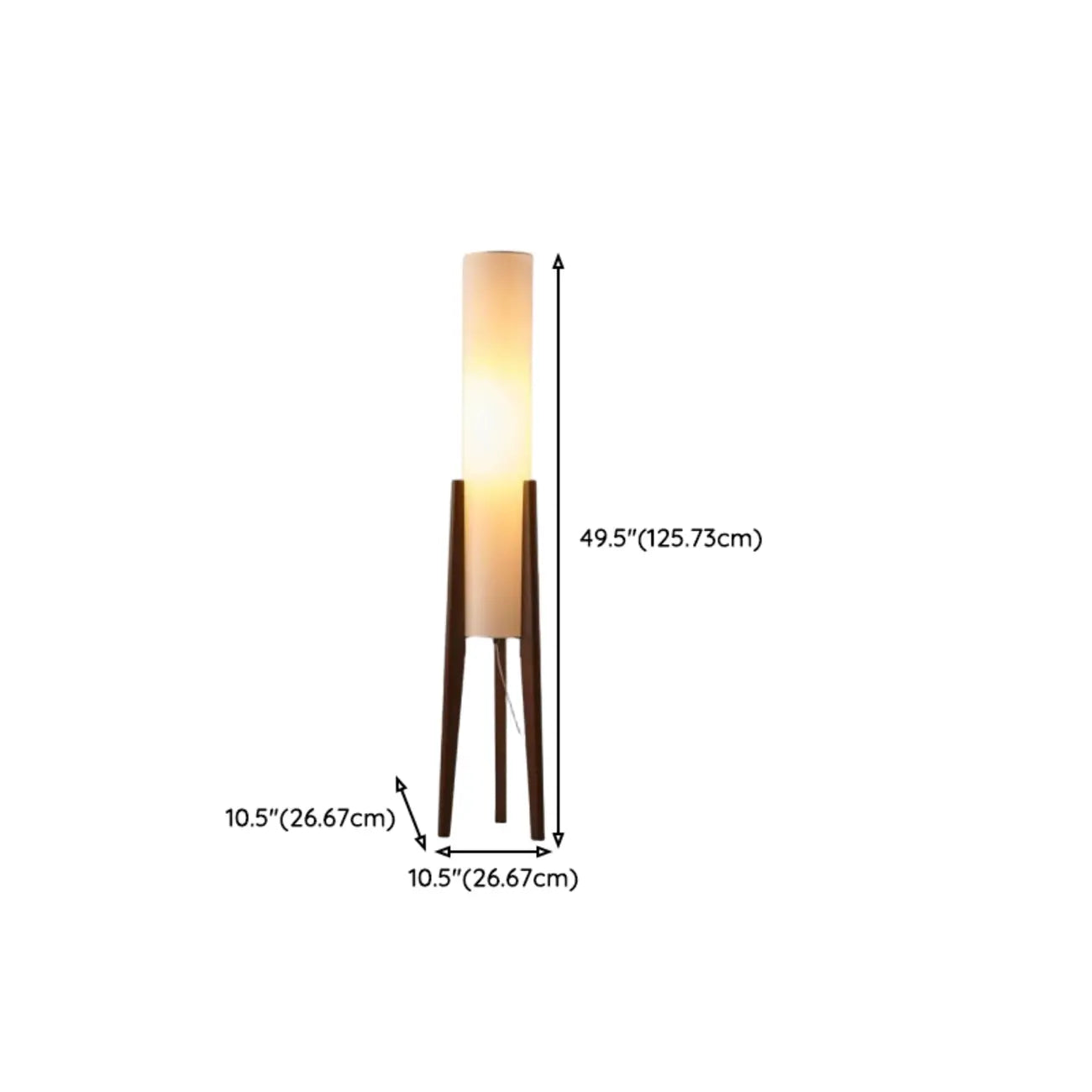 Lampadaires LED en bois vintage avec abat-jour en tissu