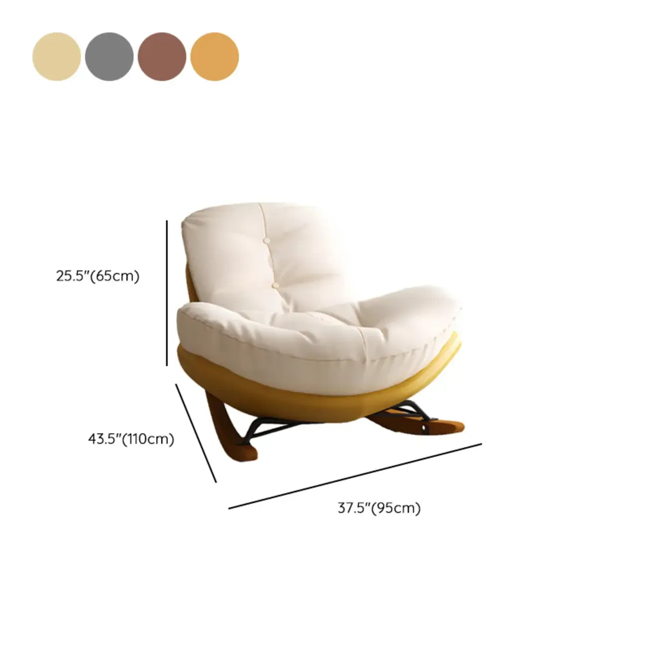 Fauteuil à bascule scandinave rembourré avec ottoman en option