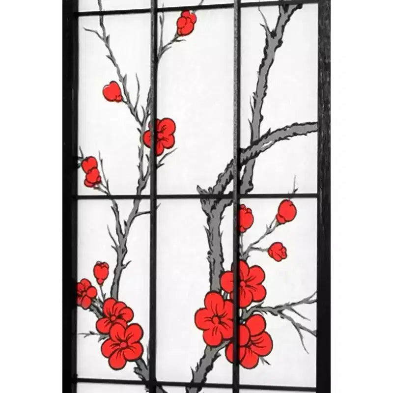Séparateur de pièce Shoji 3 panneaux Cerisier en fleurs de 183 cm de haut