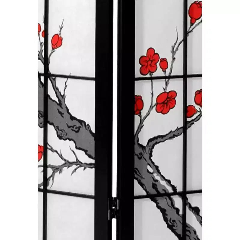 Séparateur de pièce Shoji 3 panneaux Cerisier en fleurs de 183 cm de haut