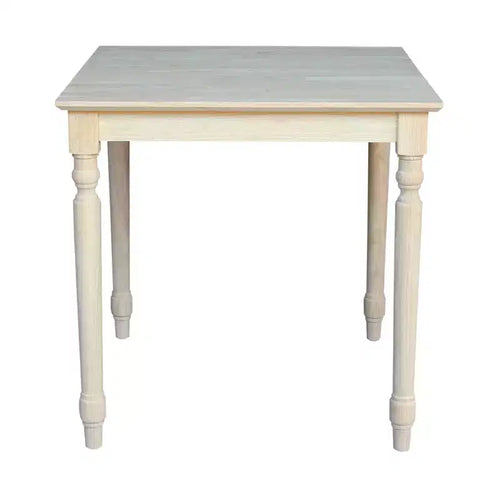 Table de salle à manger carrée en bois massif de 30 po en parawood non finie