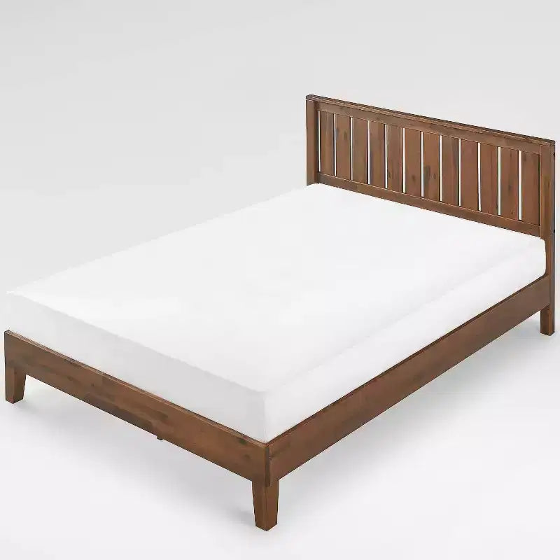Lit plateforme en bois avec tête de lit, finition espresso