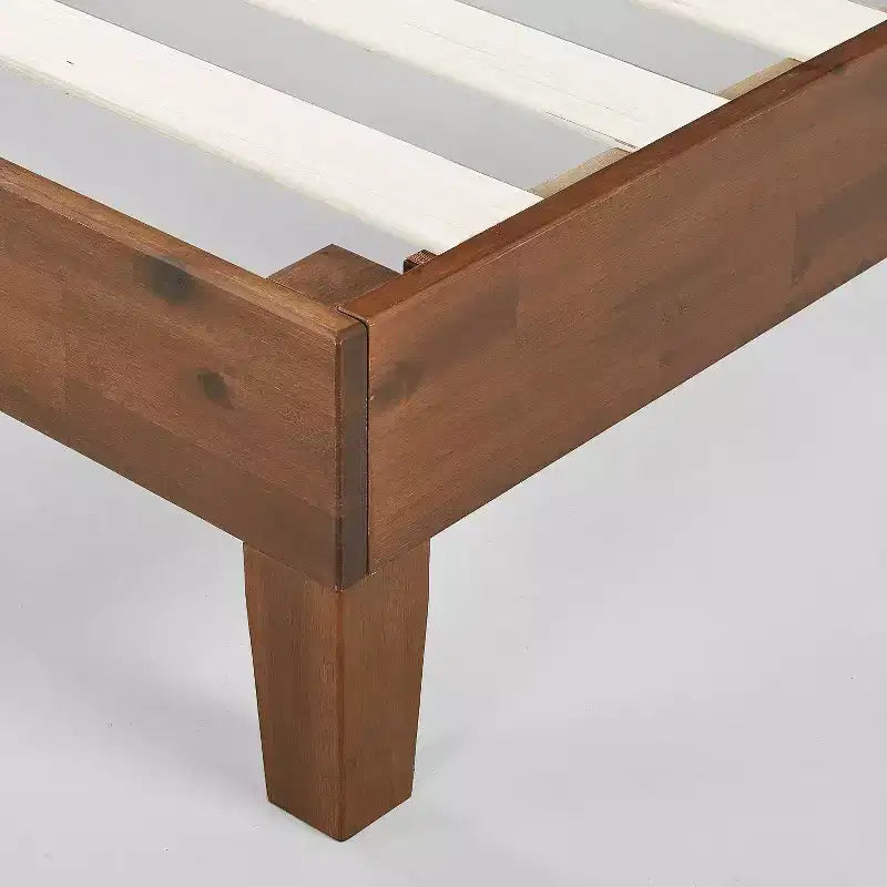 Lit plateforme en bois avec tête de lit, finition espresso