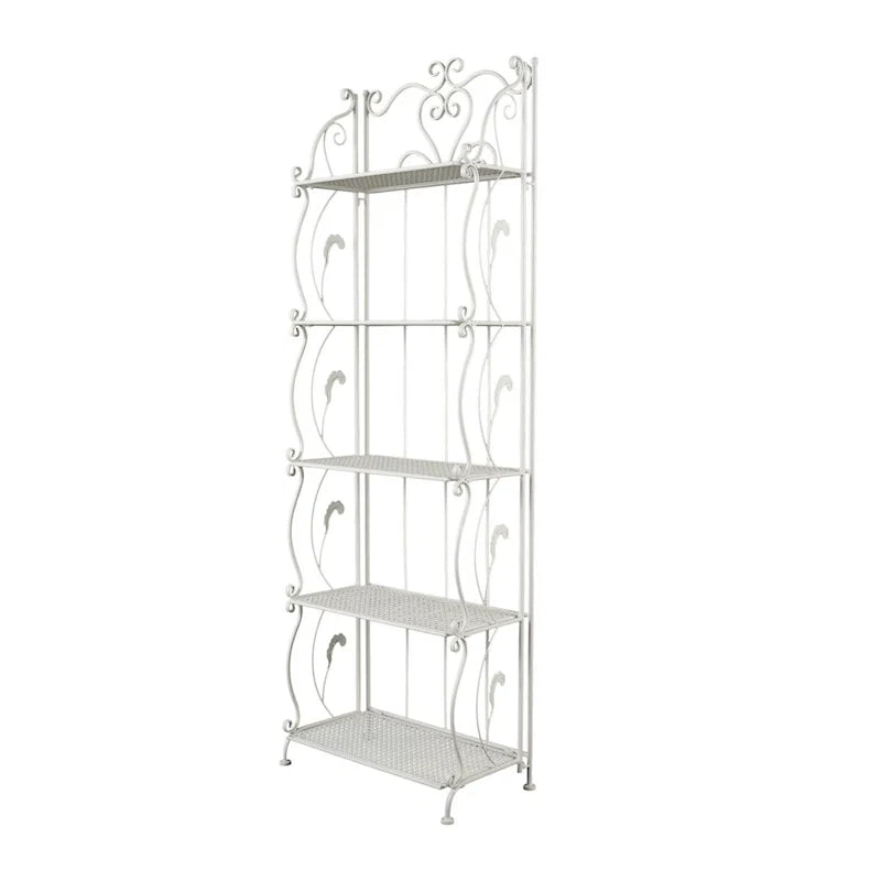 Étagère de Boulanger Pliable Haute à 5 Niveaux en Métal Décoratif pour Intérieur/Extérieur - Or ou Blanc - Roche River Decor