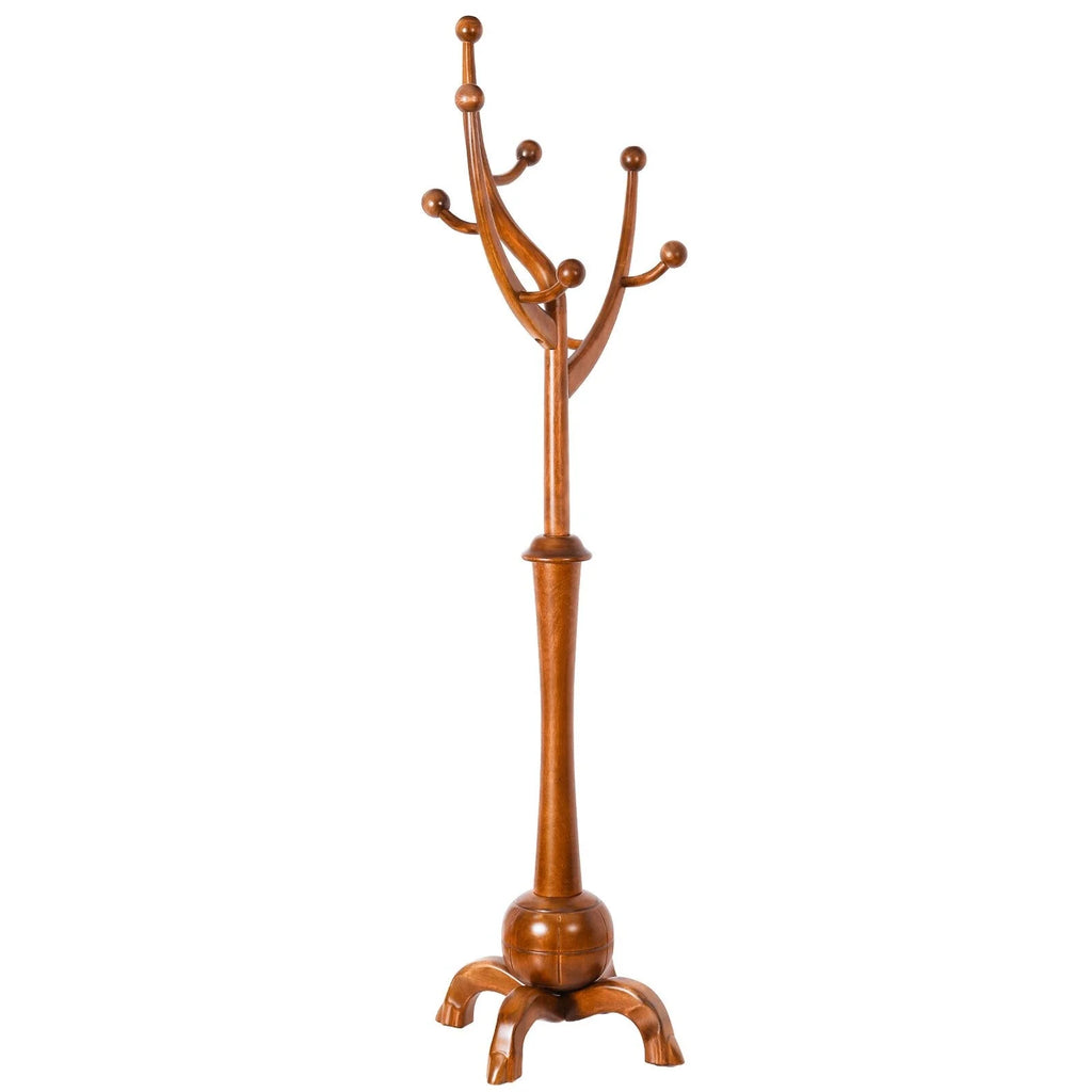 Porte-manteau sur pied en bois d'hévéa à motif de branches d'arbre avec 8 crochets - 24,5 l x 70,87 h