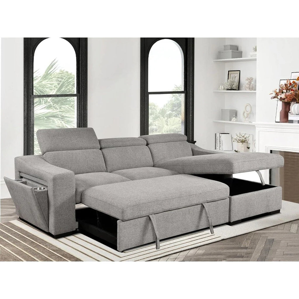 Canapé d'angle convertible Roomfitters 103 avec méridienne de rangement, appuis-tête réglables, canapé-lit en L