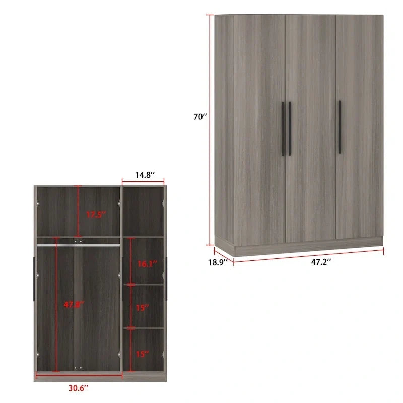 Armoire de rangement en bois avec 6 cubes de rangement et tringle à vêtements