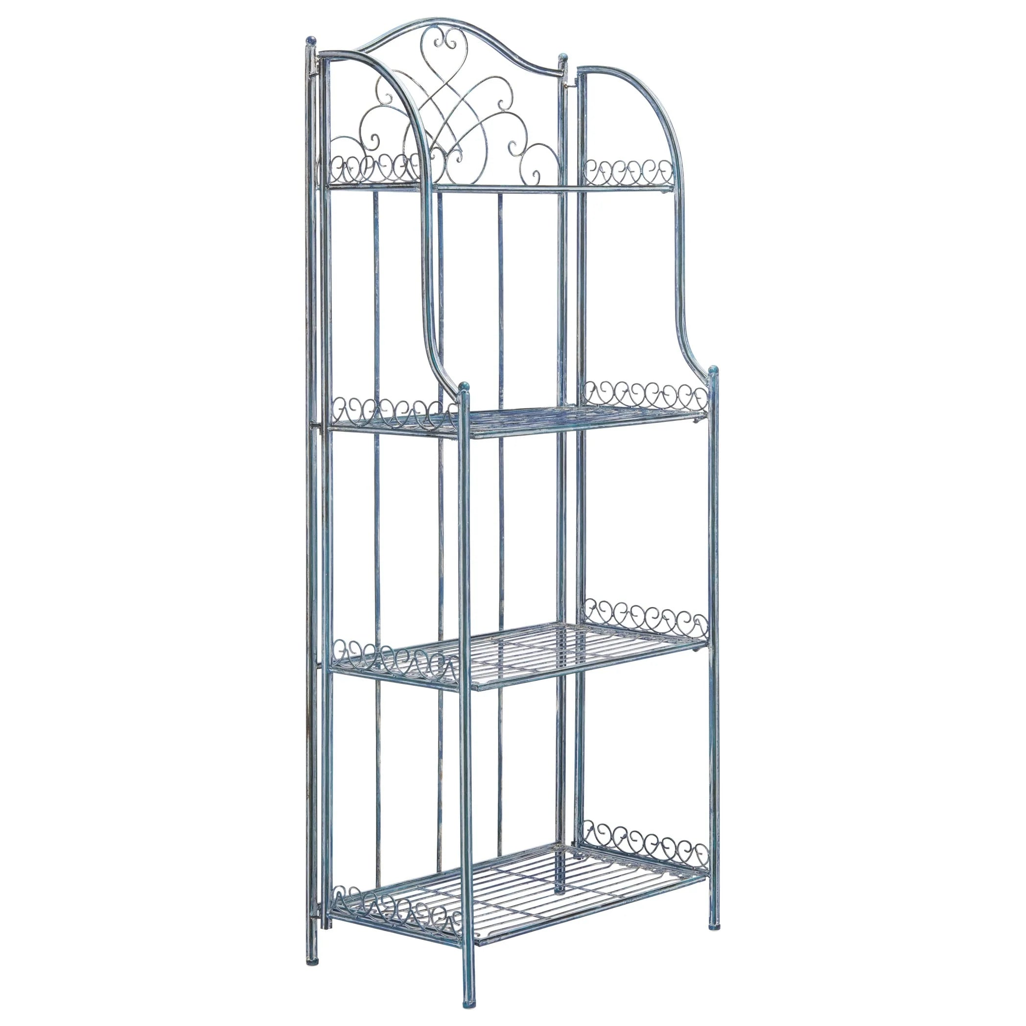 SAFAVIEH Bryn Étagère de boulanger d'extérieur victorienne en fer forgé à 4 niveaux - 63,5 cm l x 38,1 cm P x 160 cm H - 25L x 15P x 63H
