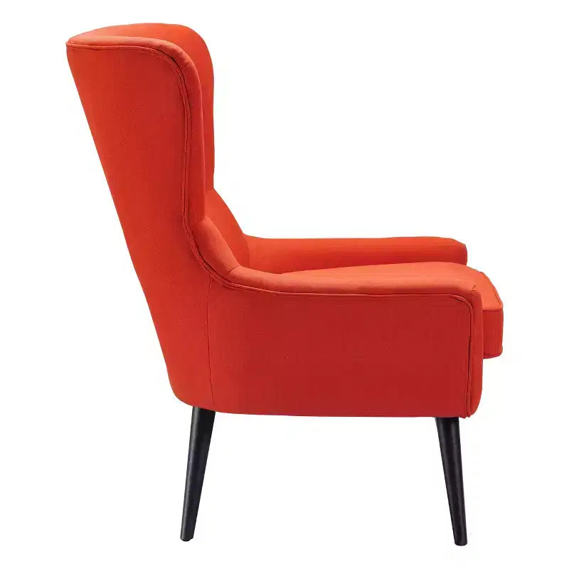 Fauteuil scandinave à oreilles en similicuir touffeté