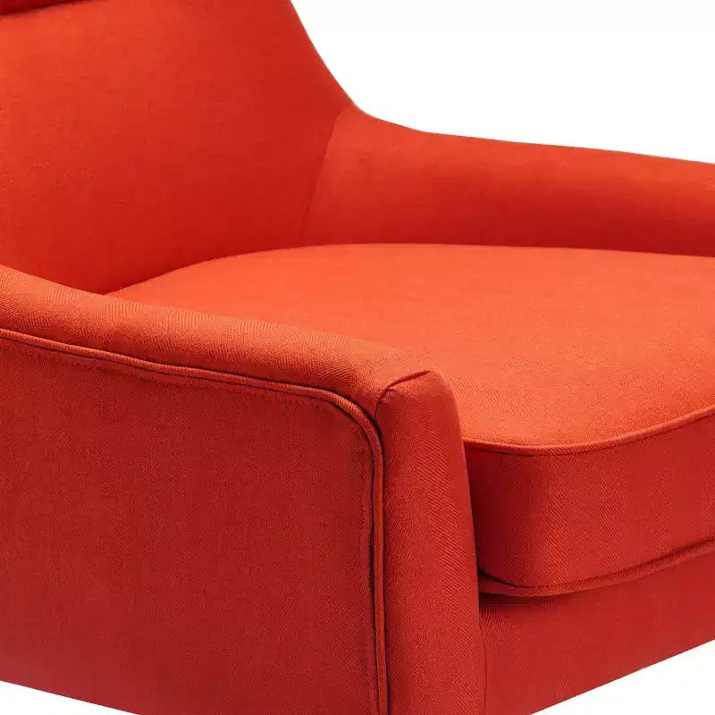 Fauteuil scandinave à oreilles en similicuir touffeté