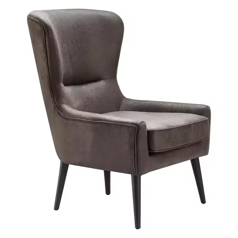 Fauteuil scandinave à oreilles en similicuir touffeté