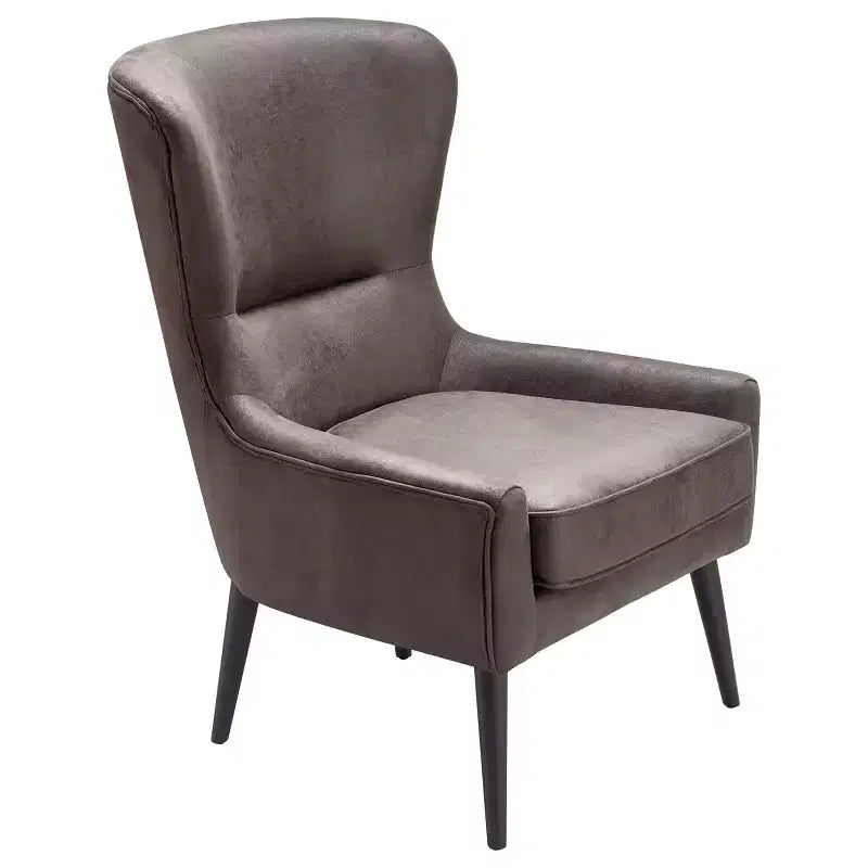 Fauteuil scandinave à oreilles en similicuir touffeté